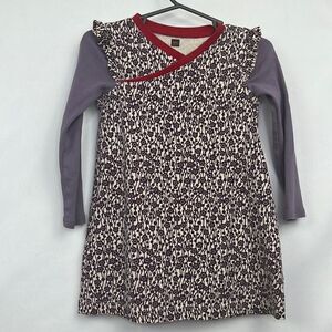 Tea purple and cream knit dress long sleeve E UC size 3